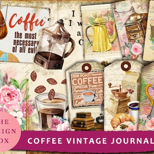 Café, Kit de diário vintage, para impressão, Kit de diário indesejado, Diário de café, digital, café para impressão, café digital, café e chocolate