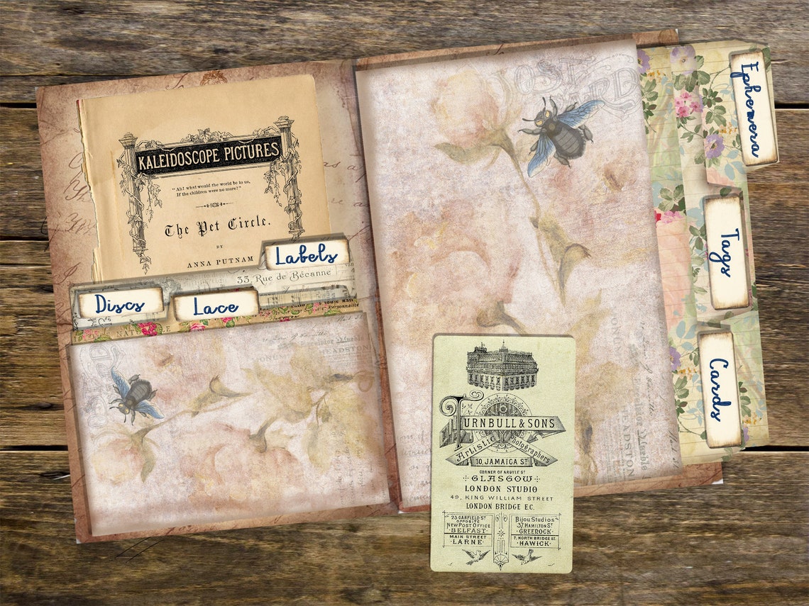 Tab File Folder Junk Journal Printable Vintage Pocket Etsy