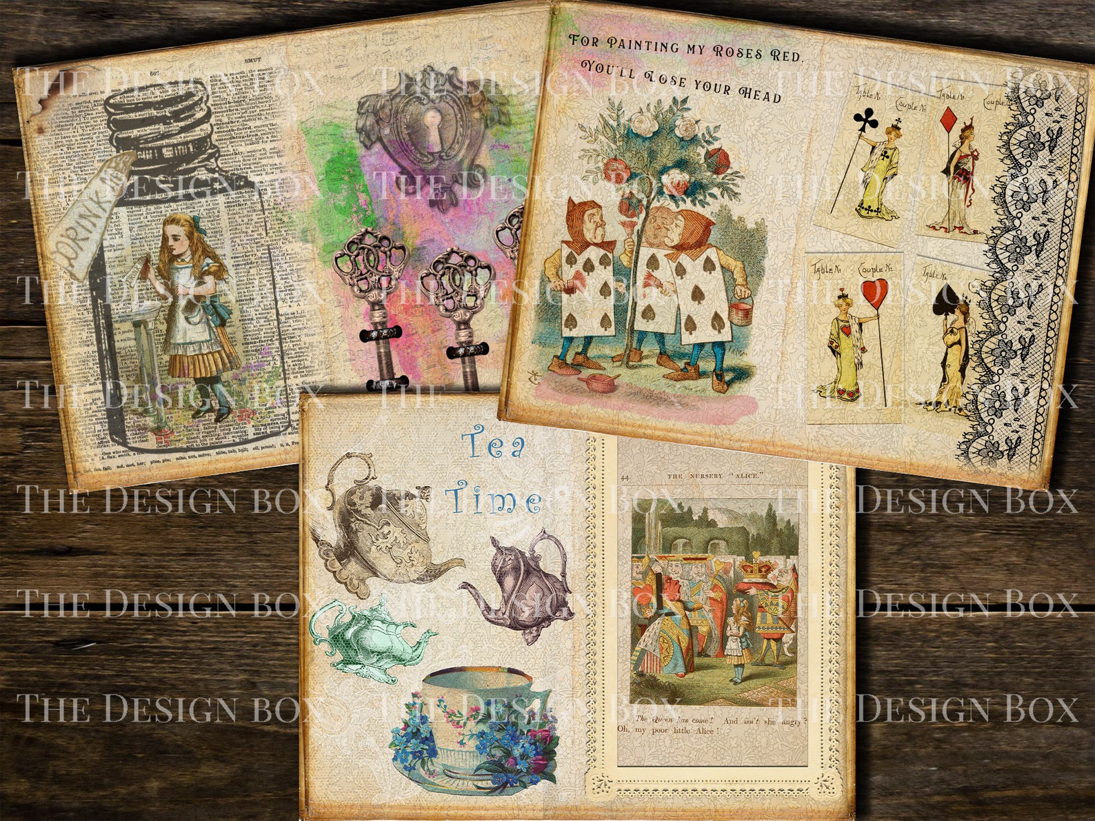 Alice Vintage Journal Kit, 25 Printable Pages, Alice in Wonderland ...