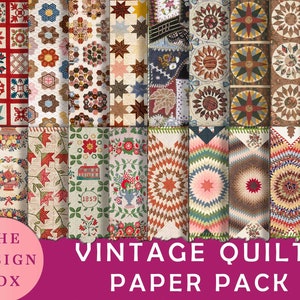 motifs de courtepointe vintage, papiers imprimables, journal indésirable, collage de courtepointe, patchwork imprimable vintage, patron de couture, courtepointe éphémère, tissu