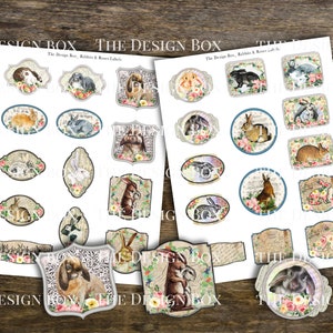 Rabbits & Roses, Labels, Printable Labels, Rabbit Embellishments, Bunny ...