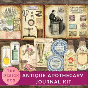 Boticário antigo, kit de diário, diário para impressão, boticário, natureza, ervas, farmácia, naturalista, diário de sucata, boticário vintage, kit