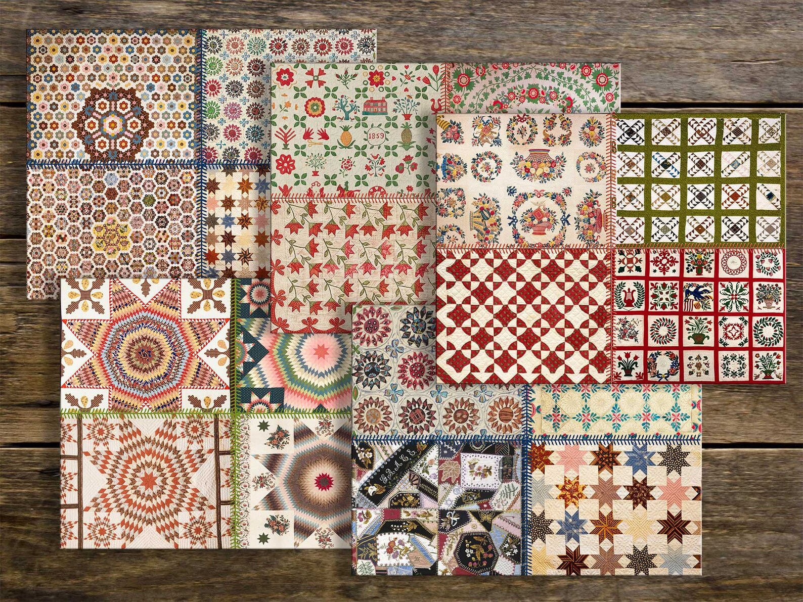 Vintage Quilt Patterns, Printable Papers, Junk Journal, Quilt Collage ...