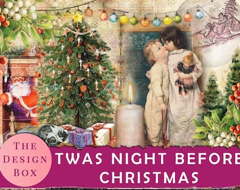 Twas Night Before Christmas, Christmas Journal Printable, Christmas Journal Kit, Christmas Ephemera, Junk Journal, Santa Journal Kit, Decem