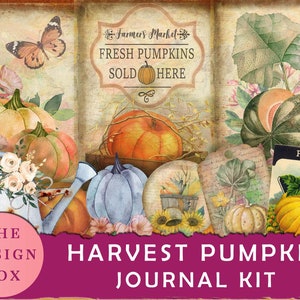 Harvest Pumpkin Journal Kit, 25 Printable Pages, Thanksgiving Journal, Junk Journal Printable, Pumpkin Journal, Pumpkin Ephemera, Thanksgivi