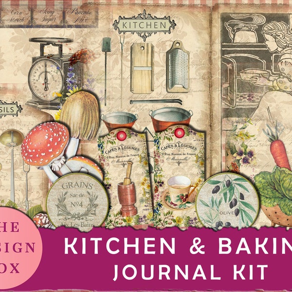 Kitchen & Baking Journal Kit, 25 Printable Pages, Grandma's Kitchen, Junk Journal Printable, Vintage Kitchen Journal, Retro Kitchen Journal