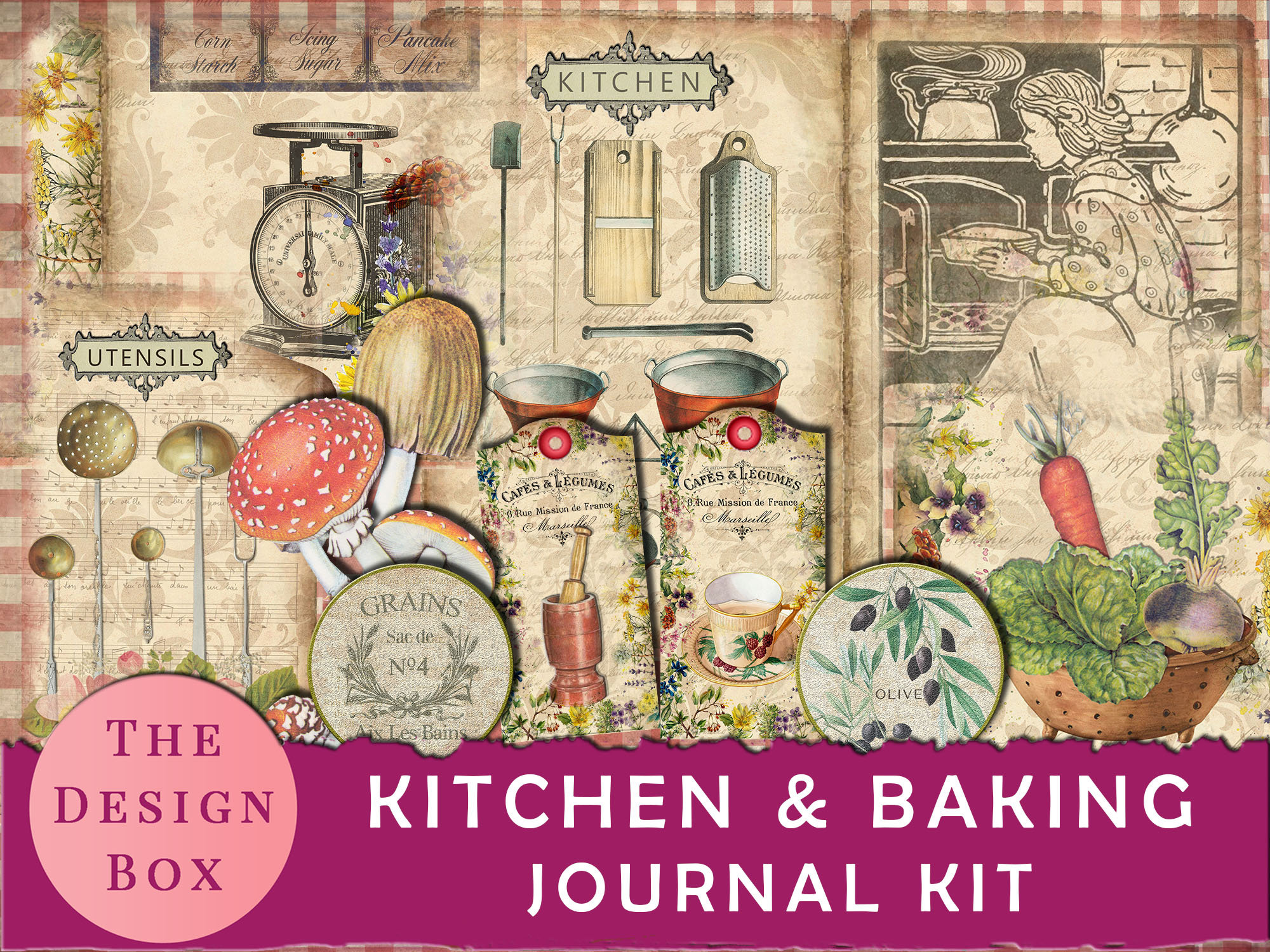 Junk Journal Kit, Recipe, Book, Grandma's Kitchen, Cook, Mother's