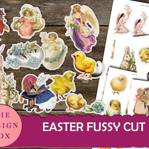 Easter, Fussy Cut, Easter Printables, Vintage Easter, Easter Bunny, Easter Chicks, Junk journal, Printable Ephemera, Rabbit, Digital, Faith