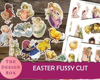 Easter, Fussy Cut, Easter Printables, Vintage Easter, Easter Bunny, Easter Chicks, Junk journal, Printable Ephemera, Rabbit, Digital, Faith