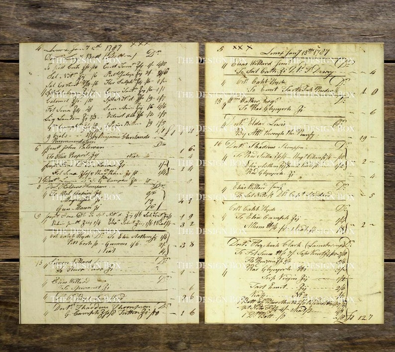 May include: A vintage handwritten document with a list of names and numbers. The document is dated 1787 and 1789. The document is written in cursive script and is yellowed with age.