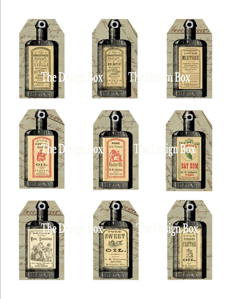 9 Vintage Pharmacy Tags Printable Tags Pharmacy Labels Etsy