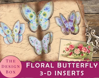 3D Schmetterling Einsatz, druckbarer Schmetterling, Schmetterling Clip Art, Junk Journal Einsatz, Schmetterling Ephemera, Ephemera Pack, Schmetterling Journal,