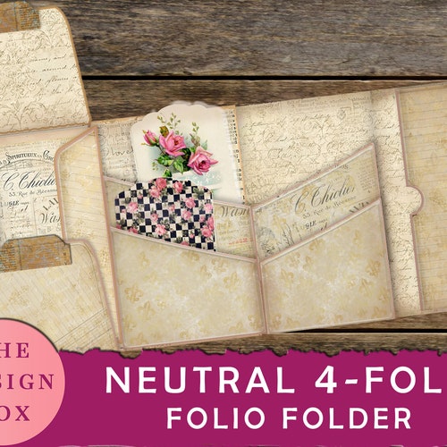 Neutral 4 Fold Folio Junk Journal Vintage Neutral Folding - Etsy