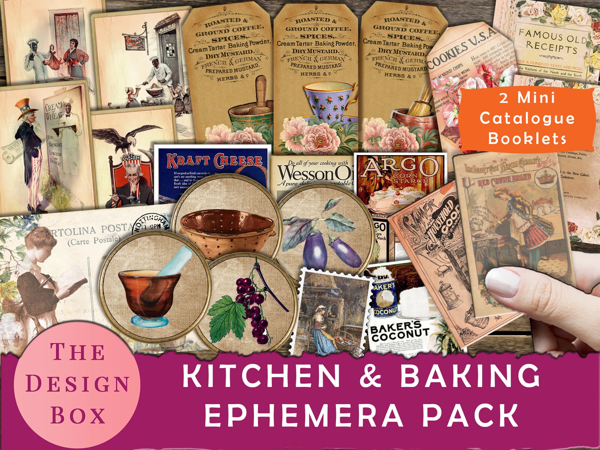 Kitchen & Baking Ephemera Pack, Printable, Vintage Cooking Ephemera ...