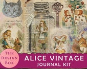 Alice Vintage Journal Kit, 25 Printable Pages, Alice in Wonderland, Junk Journal Printable, Vintage Alice Journal, Alice Ephemera, Alice Tag