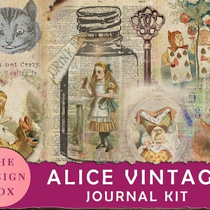 Alice Vintage Journal Kit, 25 Printable Pages, Alice in Wonderland, Junk Journal Printable, Vintage Alice Journal, Alice Ephemera, Alice Tag