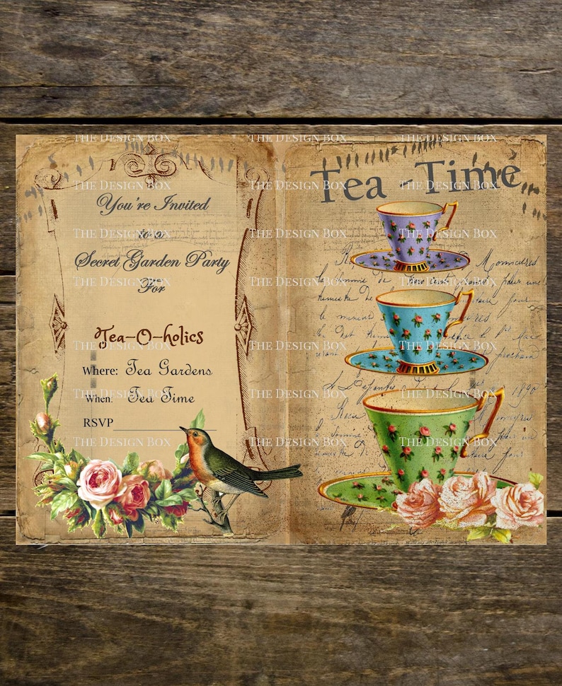 Tea Garden Journal Kit 25 Pages Junk Journal Printable Etsy