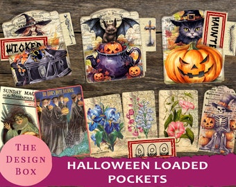 Halloween Loaded Pockets, Printable Pockets, Large Pockets, Halloween Ephemera,  Halloween Journal, Junk Journal, Halloween Pockets, Pumpkin