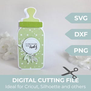 Carte de biberon SVG | de Carte de voeux de nouveau bébé | Fichier Cricut pour baby shower | Carte en forme de bouteille SVG | Carte bébé imprimable | Étiquette cadeau bricolage pour bébé