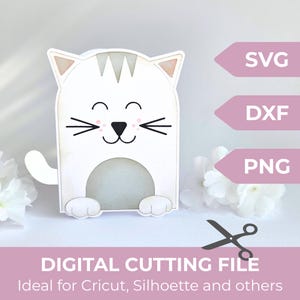 Carte SVG chat avec enveloppe - créations en papier 3D - fichier de découpe silhouette Cricut - kit de bricolage avec instructions