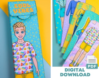 Printable Male Paper Dolls Dress up Kit, Paper Crafts DIY, Instant Download