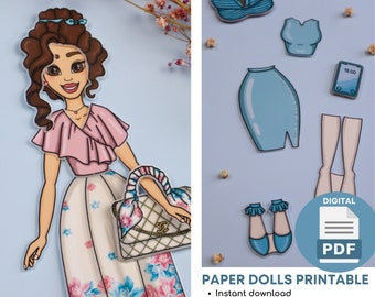 Paper Doll Printables - DIY Kits for Kids, Dress Up Doll, Paper Doll Clothes, Activity for Kids, Mom Daughter Gift, Girls Activities