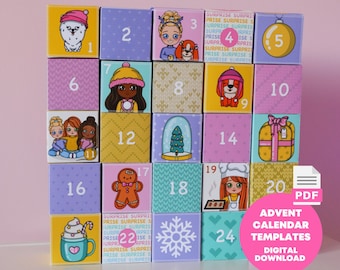 Printable Advent Calendar for Kids, Instant Download, DIY