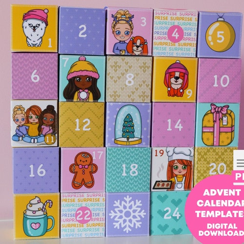Printable Advent Calendar for Kids Instant Download DIY Etsy