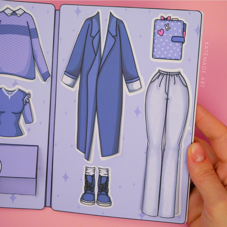 Printable Paper Dolls & Elegant Violet Outfit DIY Activities for Kids, Busy Book image 4