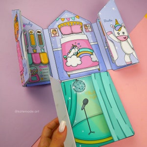 Printable DIY Project for Kids Unicorn Dollhouse, Paper Dolls ...
