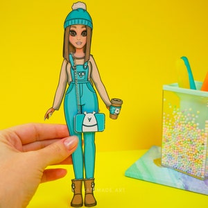 Printable Paper Dolls & Cute Blue Outfit DIY Activities for Kids, Busy Book image 4