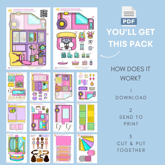 Printable DIY Project make Your Own Fast Foods Restaurant, Kids Activities,  Paper Crafts for Kid, Paper Doll House, Activity Book 