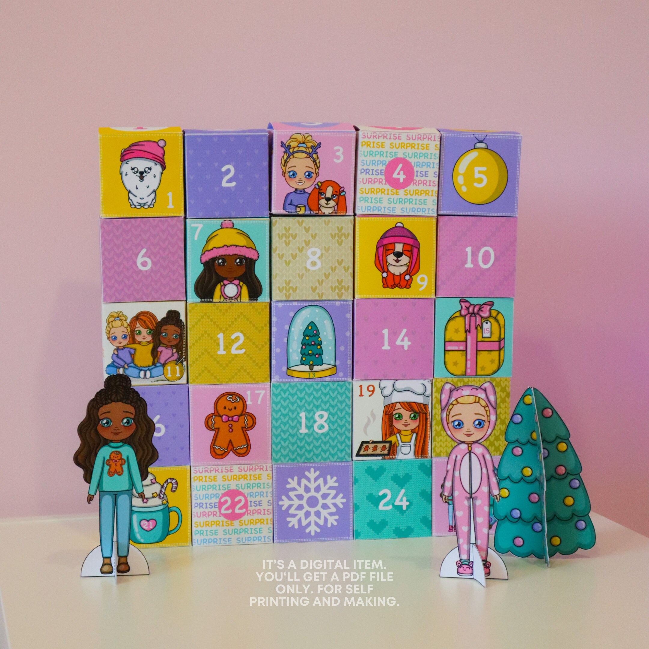 Printable Advent Calendar for Kids Instant Download DIY - Etsy