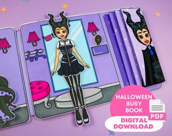 Halloween Crafts Printable, DIY Paper Dolls Costumes, Girls Activity Book, Digital Download