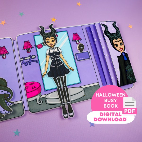 Halloween Crafts Printable, DIY Paper Dolls Costumes, Girls Activity Book, Digital Download