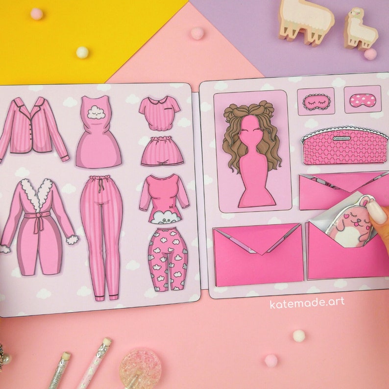 Pink Pajamas Pack for Paper Dolls Printable for Kids Etsy