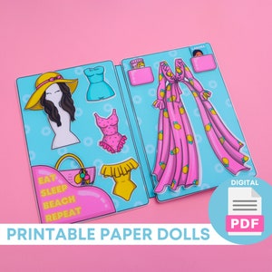 Clothes for Paper Dolls Printable DIY Activities, Girls Activity Book,  Paper Crafts for Kids 