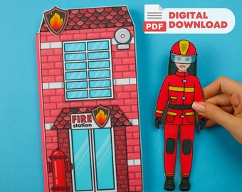 Printable Fire Station Busy book for kids, PDF, Instant download, DIY Kits for Kids