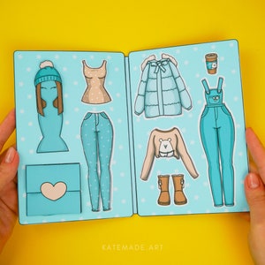 Printable Paper Dolls & Cute Blue Outfit DIY Activities for Kids, Busy Book image 2