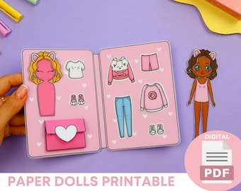 Clothes For Paper Dolls Printable DIY Activities, Girls Activity Book, Paper Crafts for Kids