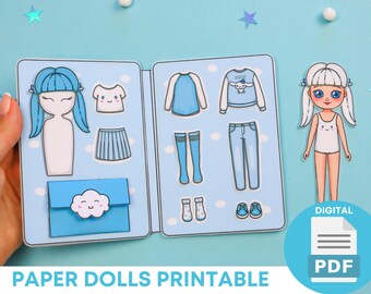 Clothes For Paper Dolls Printable DIY Activities, Girls Activity Book, Paper Crafts for Kids