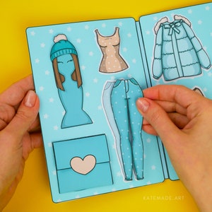 Printable Paper Dolls & Cute Blue Outfit DIY Activities for Kids, Busy Book image 3