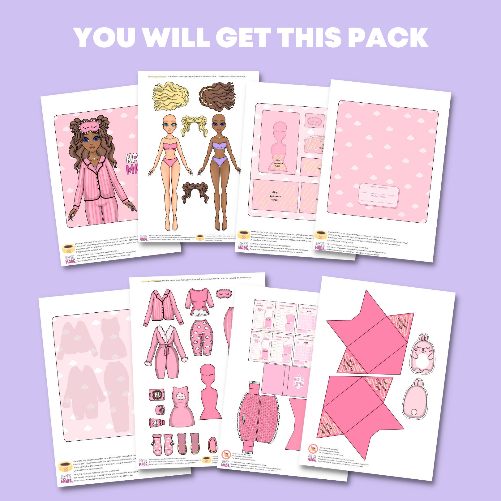 Pink Pajamas Pack For Paper Dolls Printable For Kids Denmark 