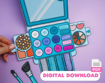 Zestaw do makijażu do druku dla dziewcząt DIY Natychmiastowe pobieranie książki Zajęty