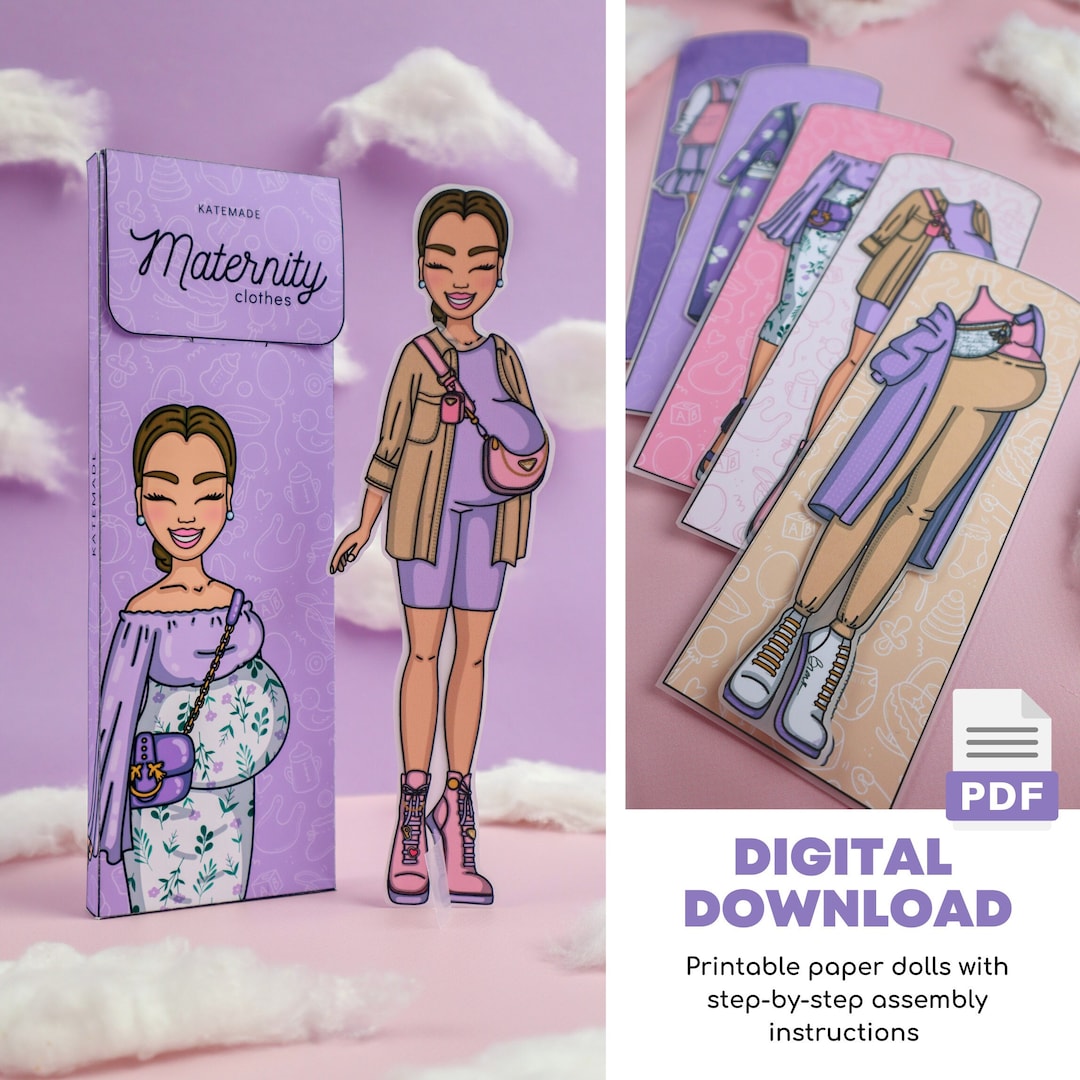 Printable Paper Dolls Dress up Kit , Maternity Clothes, DIY, Instant ...
