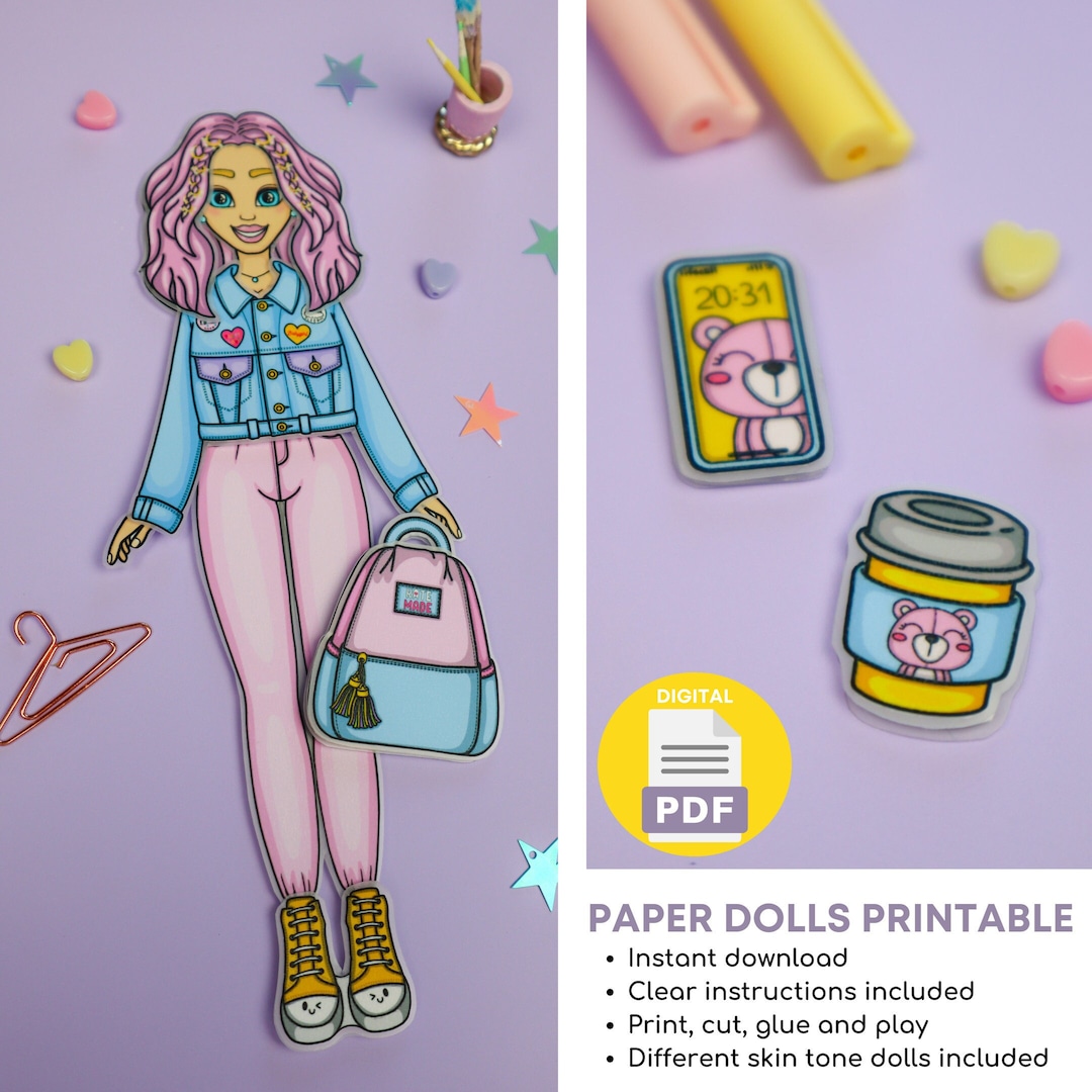 Paper Doll Printables DIY Kits for Kids Dress up Doll Paper Doll Paper Doll Printables DIY Kits for Kids Dress up Doll Paper Doll