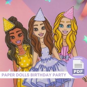 Girls Activity Pages Printable, Paper Dolls Birthday Party, Paper Crafts for Kids, PDF, Instant Download