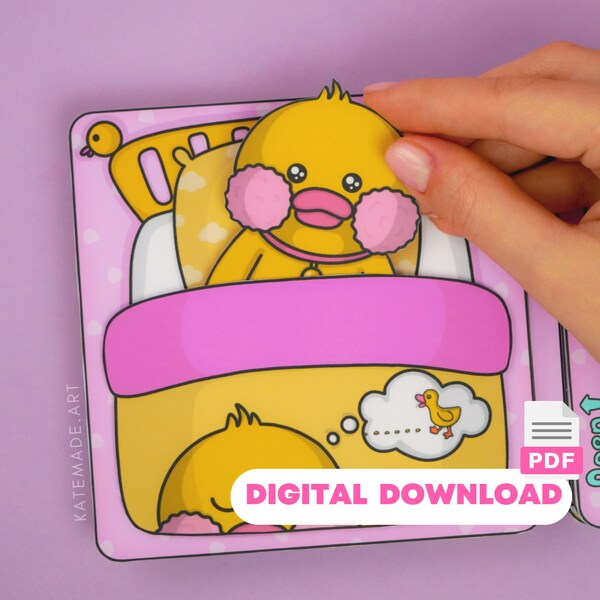 Cute Yellow Duck's Dollhouse Printable DIY Activities for Kids, Busy Book