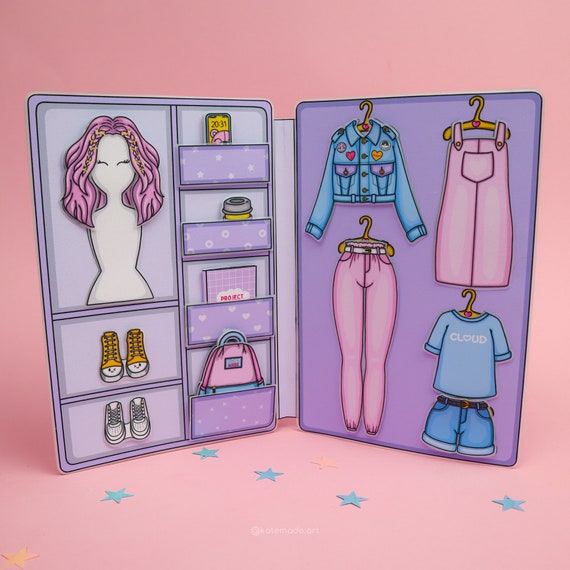 Paper Doll Printables DIY Kits for Kids, Dress up Doll, Paper Doll