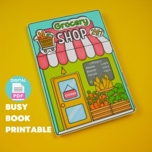 Printable Grocery shop for kids, Busy book, Quiet books, Pretend play printable for toddlers